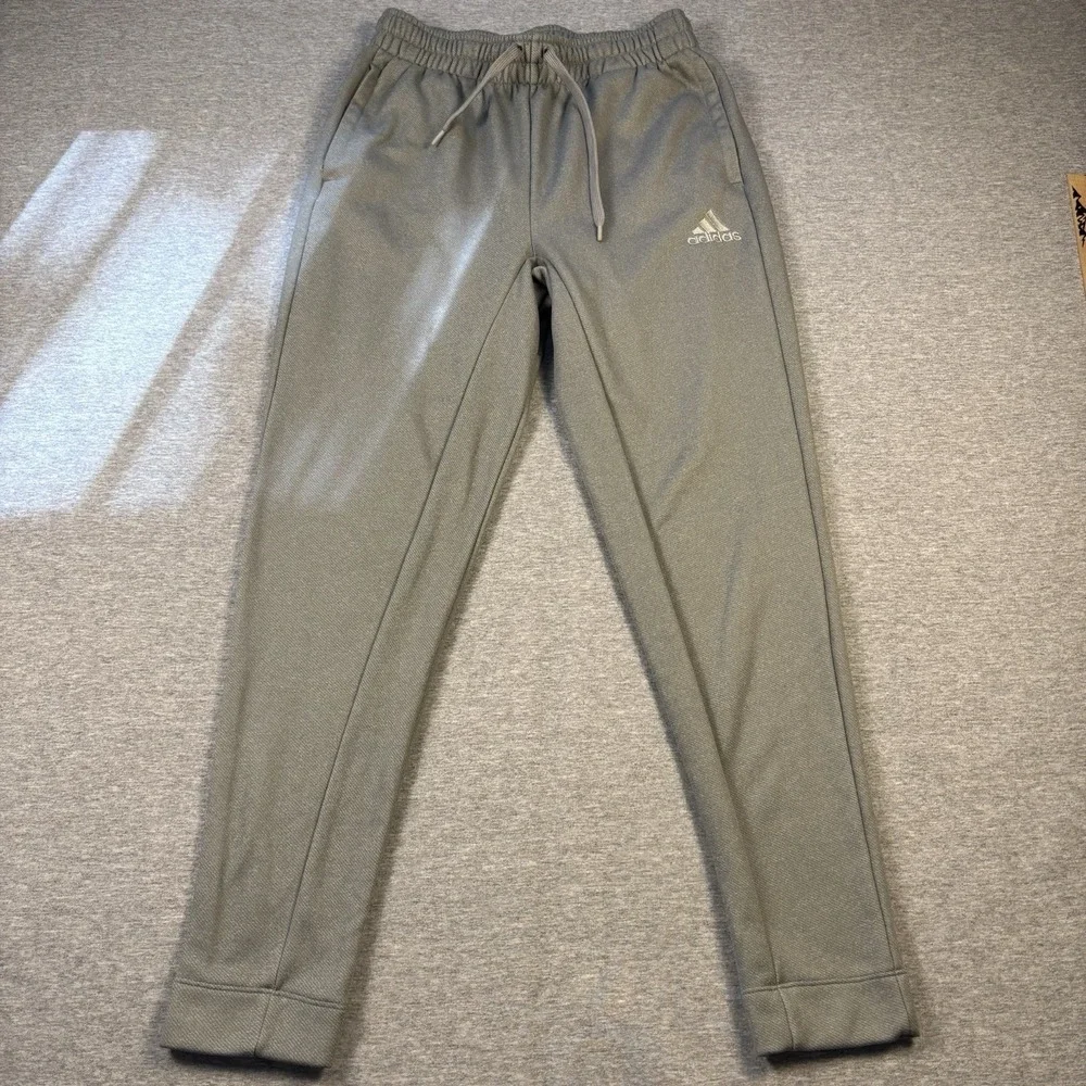 Adidas Aeroready Drawstring Athletic Pants Joggers Small Light Gray White Logo